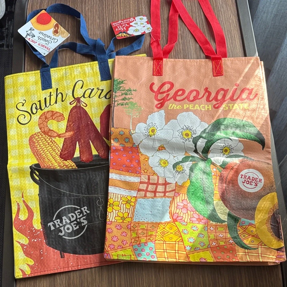 NWT 2 Trader Joe's Reusable Tote Bags GA & SC - Picture 1 of 10